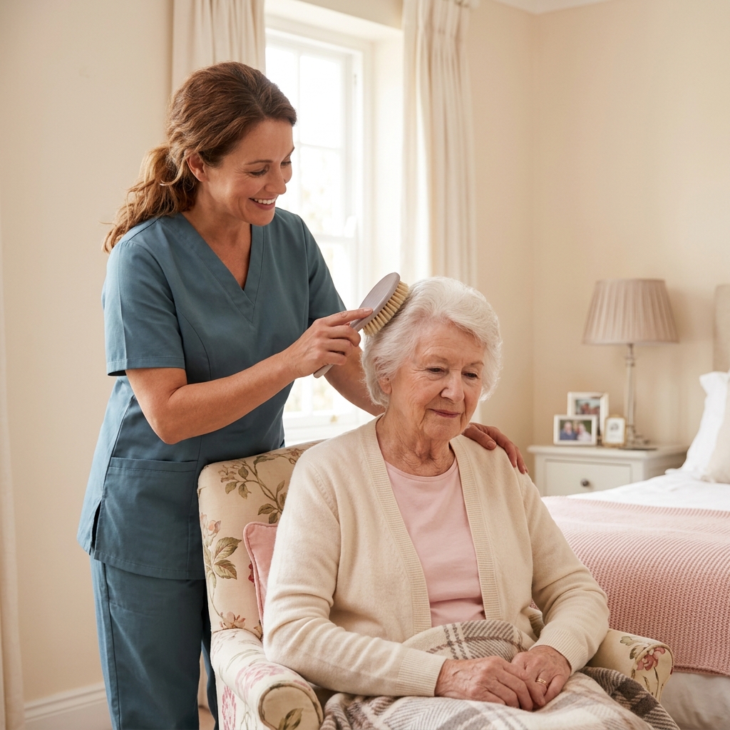 Senior holding hands with companion